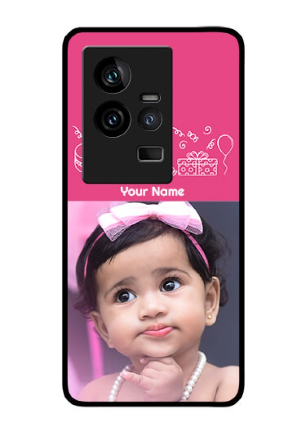 iQOO 11 5G Photo Printing on Glass Case - with Birthday Line Art Design