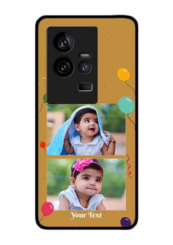 iQOO 11 5G Personalized Glass Phone Case - Image Holder with Birthday Celebrations Design