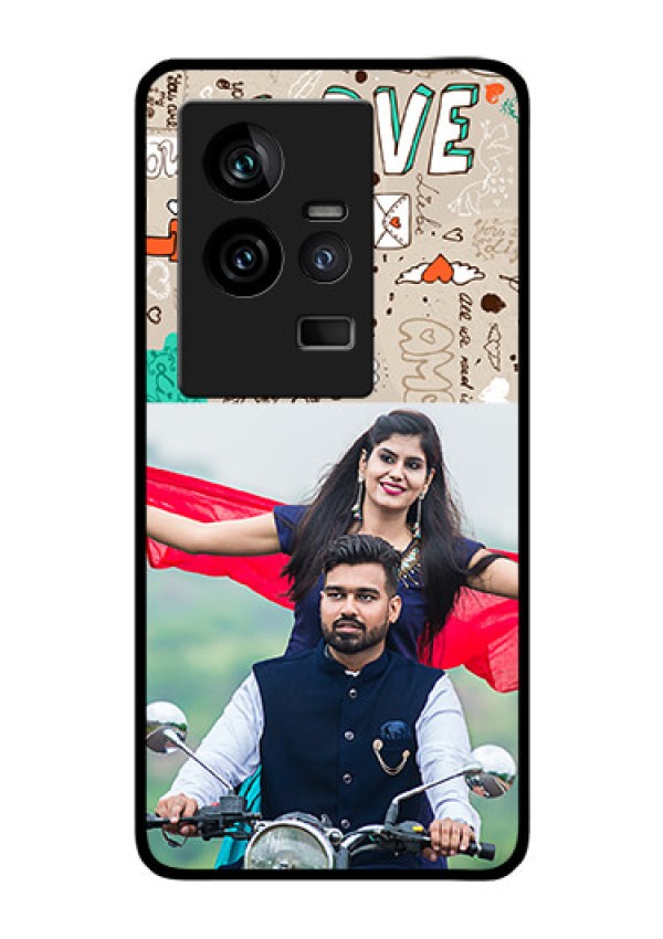 iQOO 11 5G Custom Glass Phone Case - Love Doodle Pattern