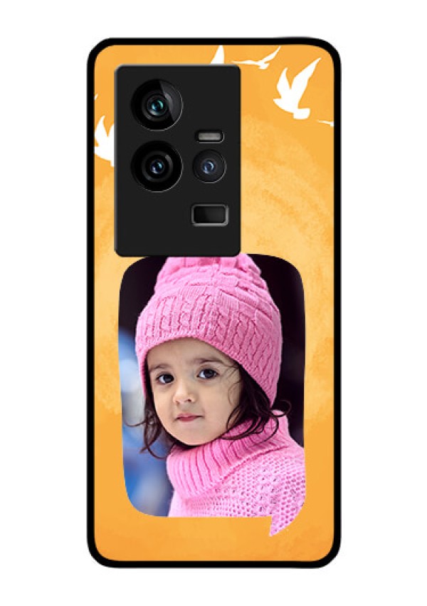 iQOO 11 5G Personalized Glass Phone Case - Water Color Design with Bird Icons