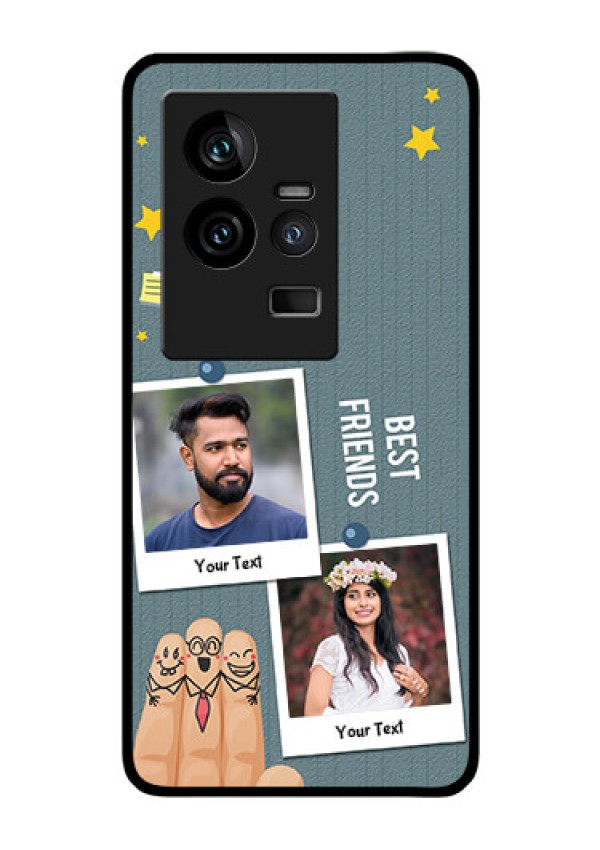 iQOO 11 5G Personalized Glass Phone Case - Sticky Frames and Friendship Design