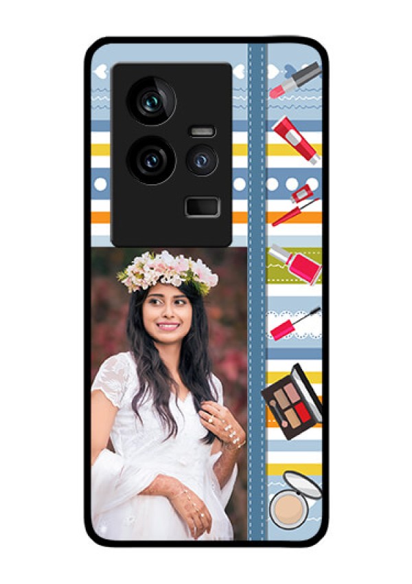 iQOO 11 5G Personalized Glass Phone Case - Makeup Icons Design