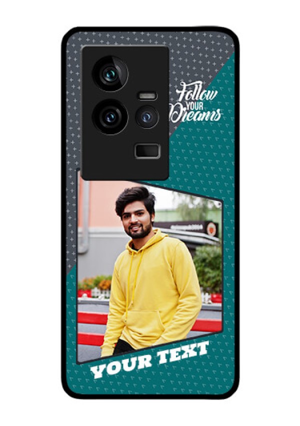 iQOO 11 5G Personalized Glass Phone Case - Background Pattern Design with Quote