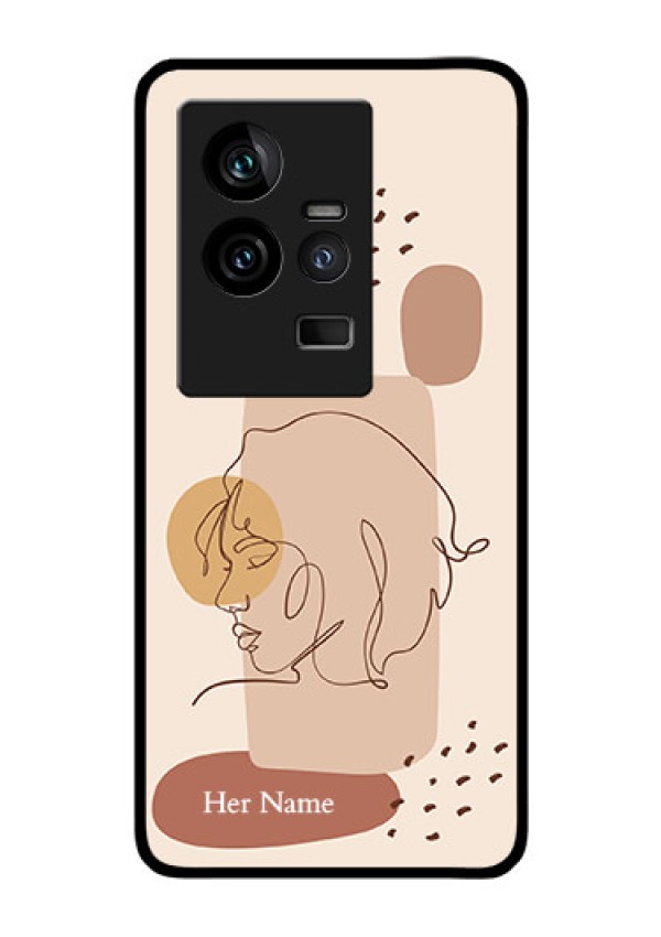 iQOO 11 5G Photo Printing on Glass Case - Calm Woman line art Design