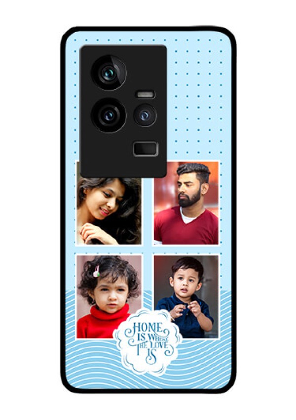 iQOO 11 5G Custom Glass Phone Case - Cute love quote with 4 pic upload Design