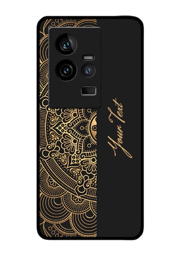 iQOO 11 5G Photo Printing on Glass Case - Mandala art with custom text Design