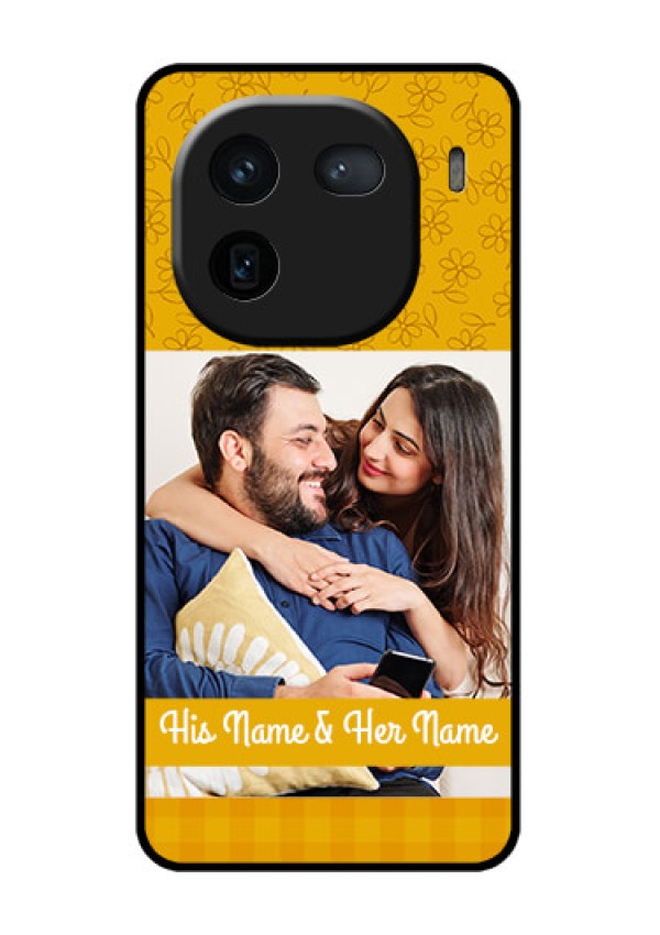 iQOO 12 5G Custom Glass Phone Case - Yellow Floral Design