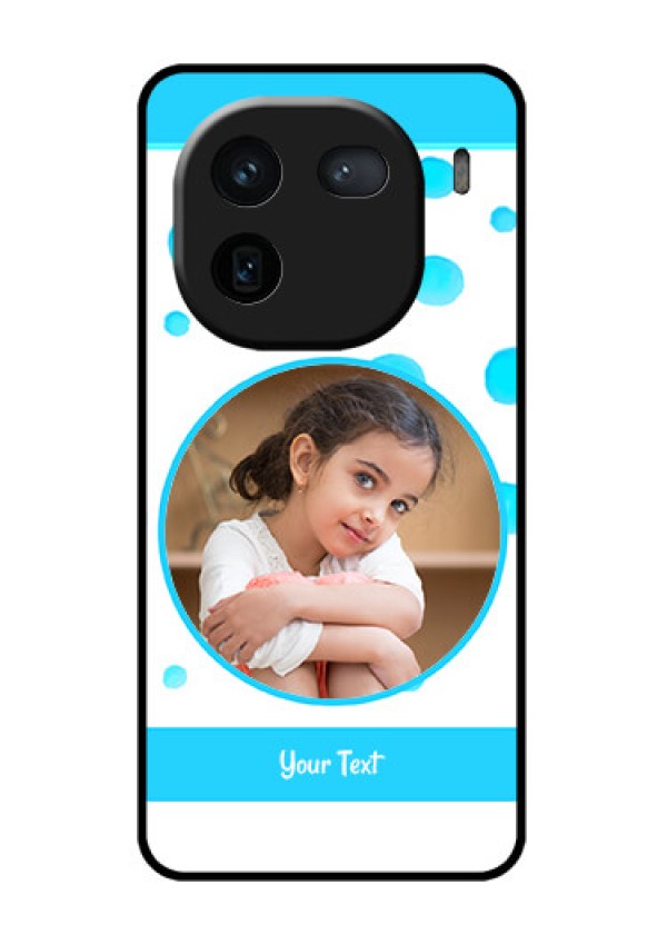 iQOO 12 5G Custom Glass Phone Case - Blue Bubbles Pattern Design