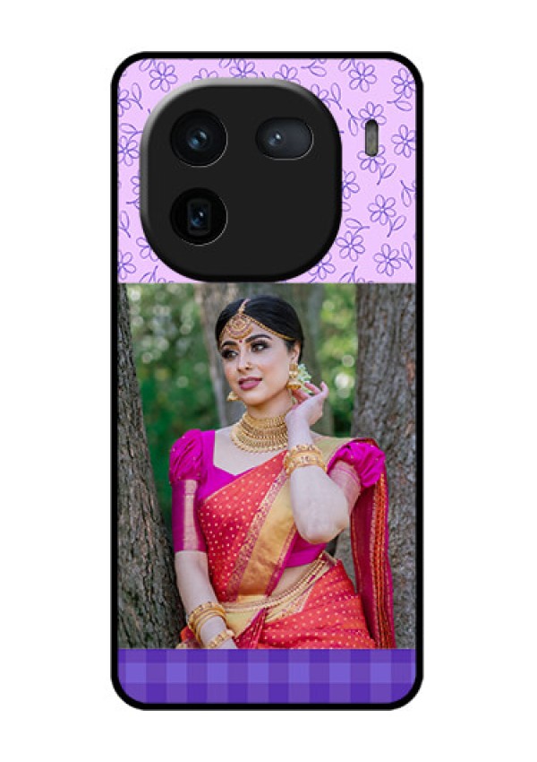 iQOO 12 5G Custom Glass Phone Case - Purple Floral Design