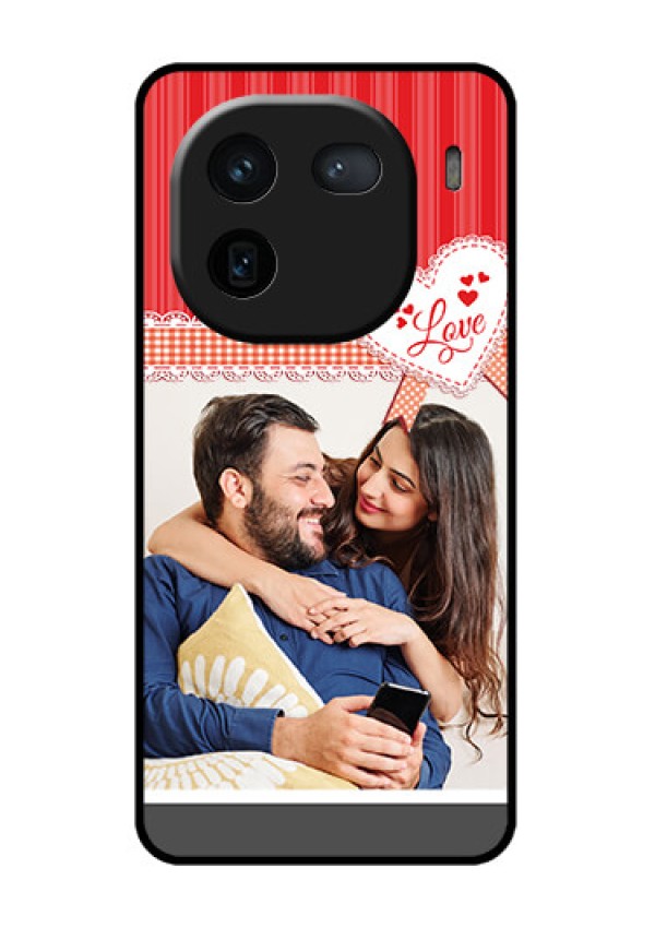 iQOO 12 5G Custom Glass Phone Case - Red Love Pattern Design