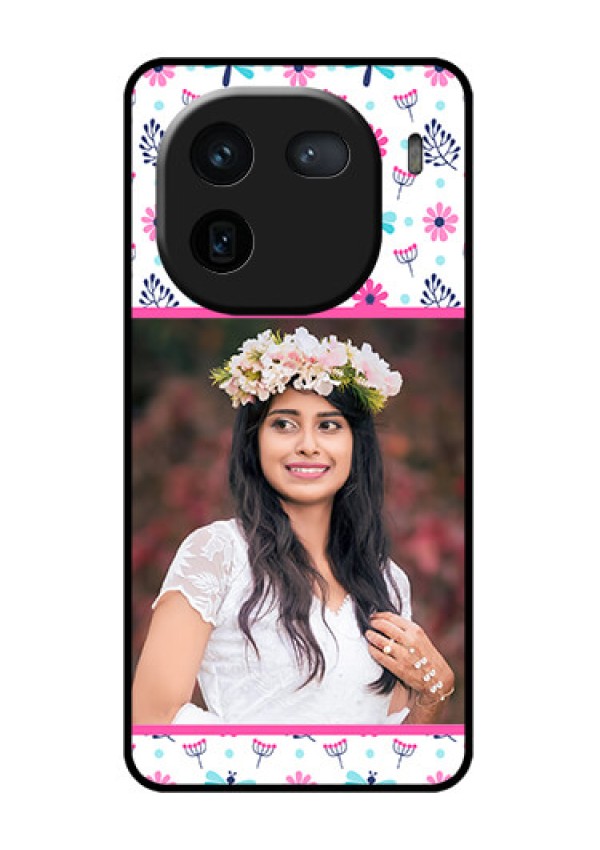 iQOO 12 5G Custom Glass Phone Case - Colorful Flower Design