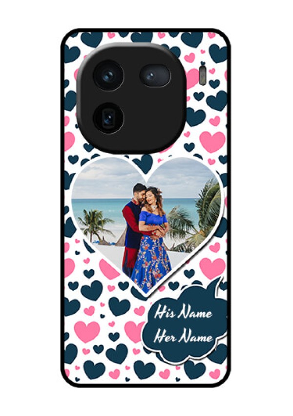 iQOO 12 5G Custom Glass Phone Case - Pink & Blue Heart Design