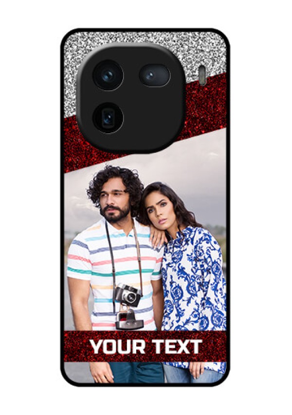 iQOO 12 5G Custom Glass Phone Case - Image Holder With Glitter Strip Design