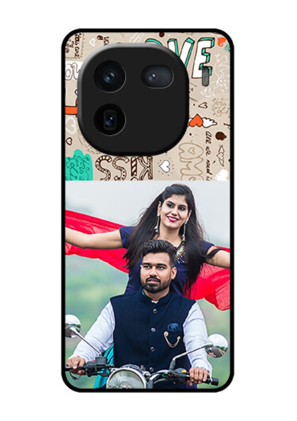 iQOO 12 5G Custom Glass Phone Case - Love Doodle Pattern
