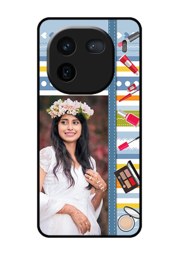 iQOO 12 5G Custom Glass Phone Case - Makeup Icons Design