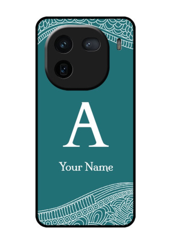 iQOO 12 5G Custom Glass Phone Case - Line Art Pattern With Custom Name Design