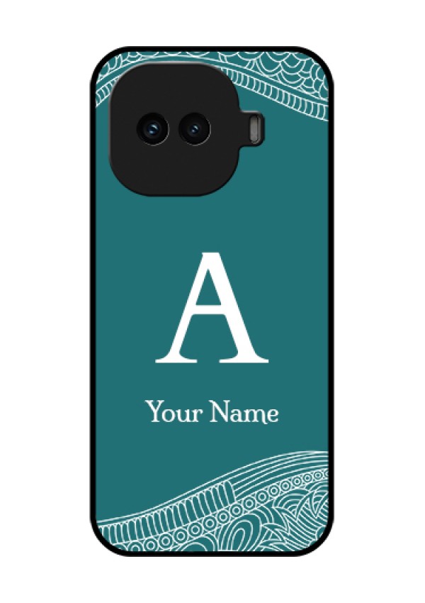 iQOO 15R 5G Custom Glass Phone Case - Line Art Pattern With Custom Name Design