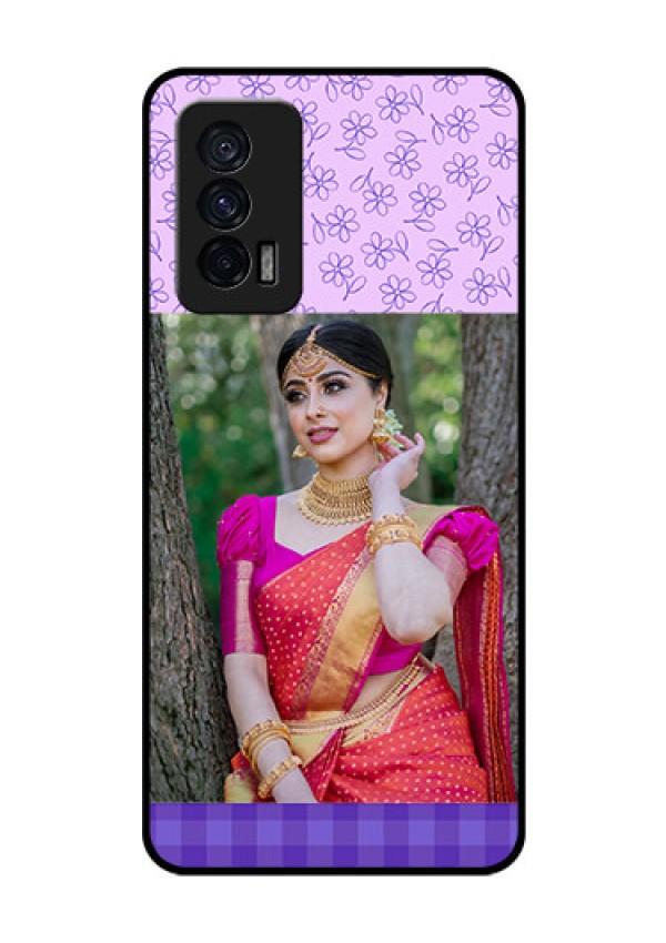 iQOO 7 5G Custom Glass Phone Case - Purple Floral Design