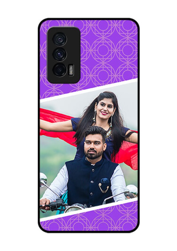 iQOO 7 5G Custom Glass Phone Case - Violet Pattern Design