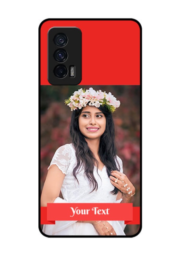 iQOO 7 5G Custom Glass Phone Case - Simple Red Color Design