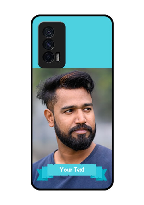 iQOO 7 5G Personalized Glass Phone Case - Simple Blue Color Design