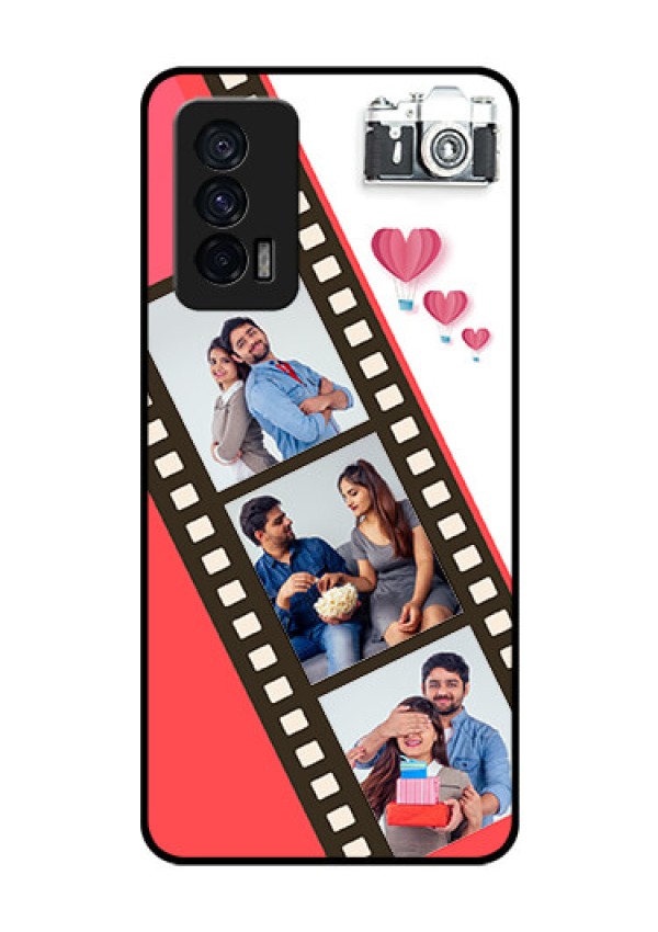 iQOO 7 5G Personalized Glass Phone Case - 3 Image Holder with Film Reel