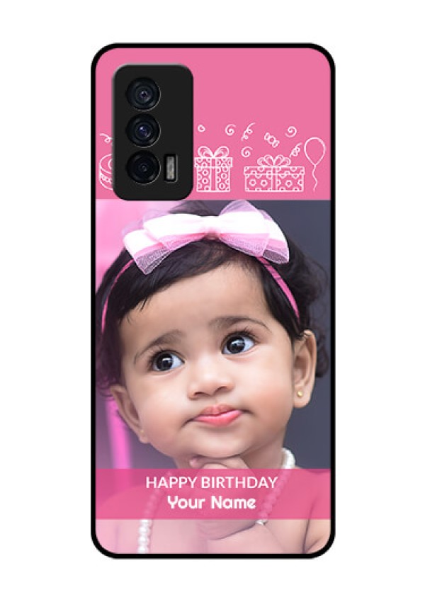 iQOO 7 5G Photo Printing on Glass Case - with Birthday Line Art Design