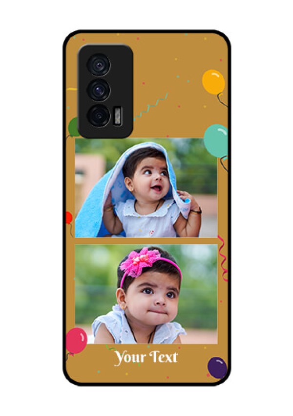 iQOO 7 5G Personalized Glass Phone Case - Image Holder with Birthday Celebrations Design