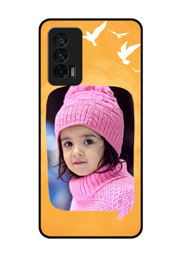 iQOO 7 5G Personalized Glass Phone Case - Water Color Design with Bird Icons