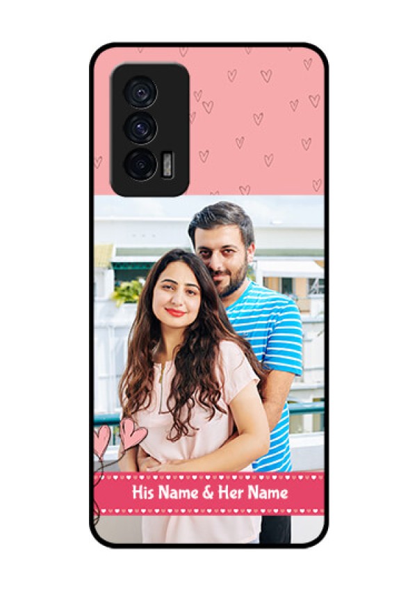 iQOO 7 5G Personalized Glass Phone Case - Love Design Peach Color