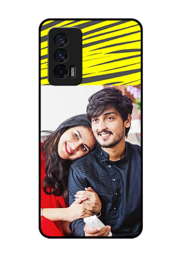 iQOO 7 5G Photo Printing on Glass Case - Yellow Abstract Design
