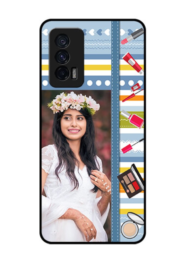 iQOO 7 5G Personalized Glass Phone Case - Makeup Icons Design