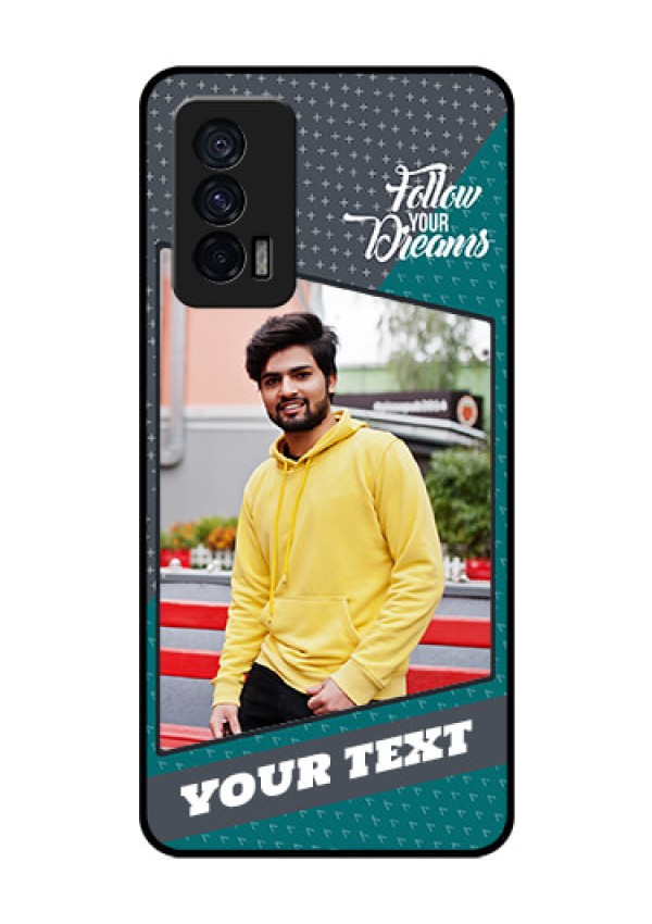iQOO 7 5G Personalized Glass Phone Case - Background Pattern Design with Quote