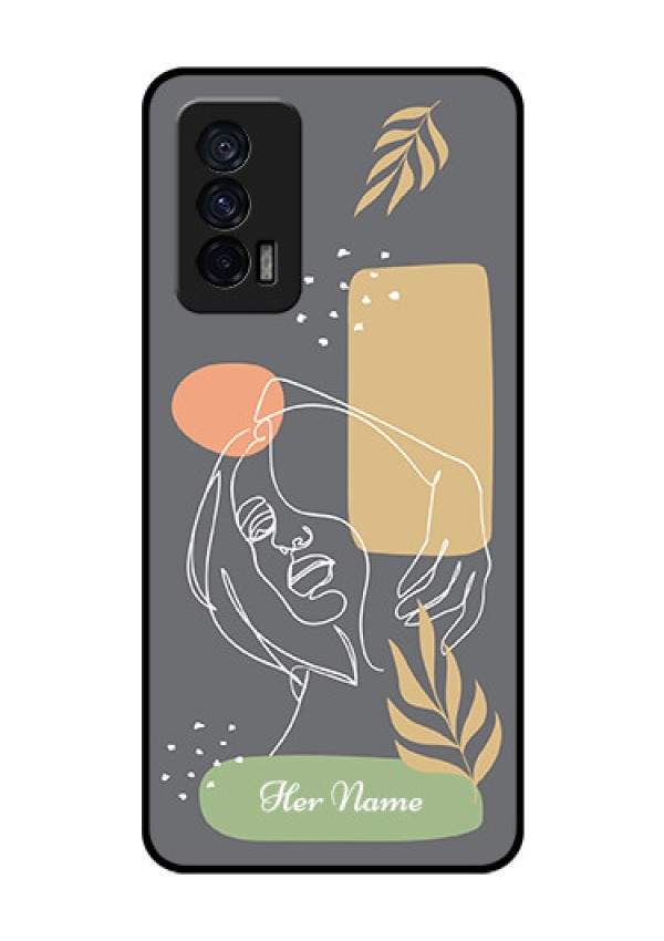 iQOO 7 5G Custom Glass Phone Case - Gazing Woman line art Design