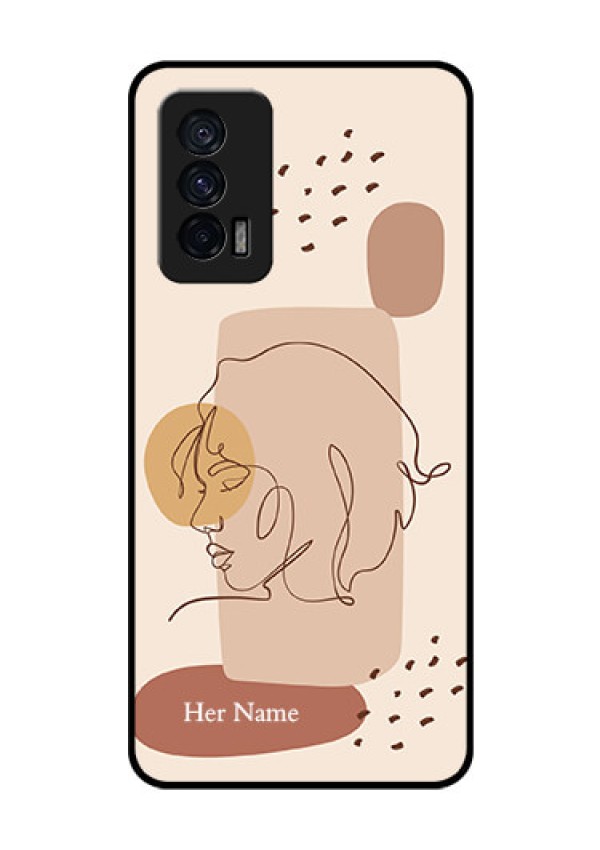 iQOO 7 5G Photo Printing on Glass Case - Calm Woman line art Design