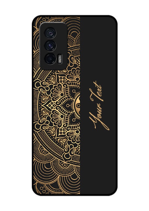 iQOO 7 5G Photo Printing on Glass Case - Mandala art with custom text Design