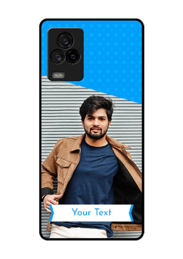 iQOO 7 Legend 5G Photo Printing on Glass Case - Simple Blue Color Design