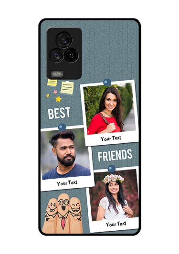 iQOO 7 Legend 5G Personalized Glass Phone Case - Sticky Frames and Friendship Design