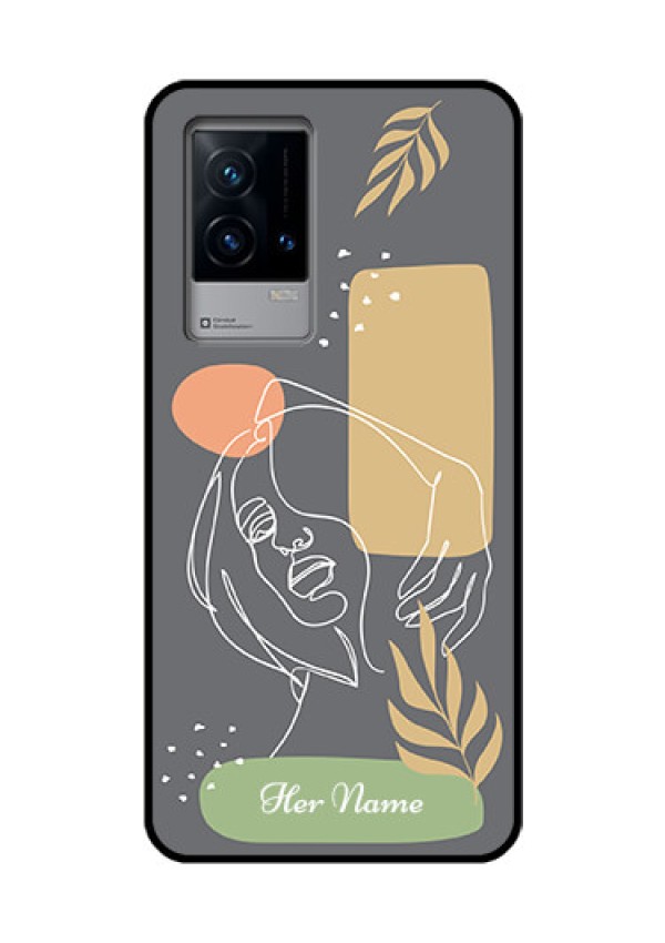 iQOO 9 5G Custom Glass Phone Case - Gazing Woman line art Design