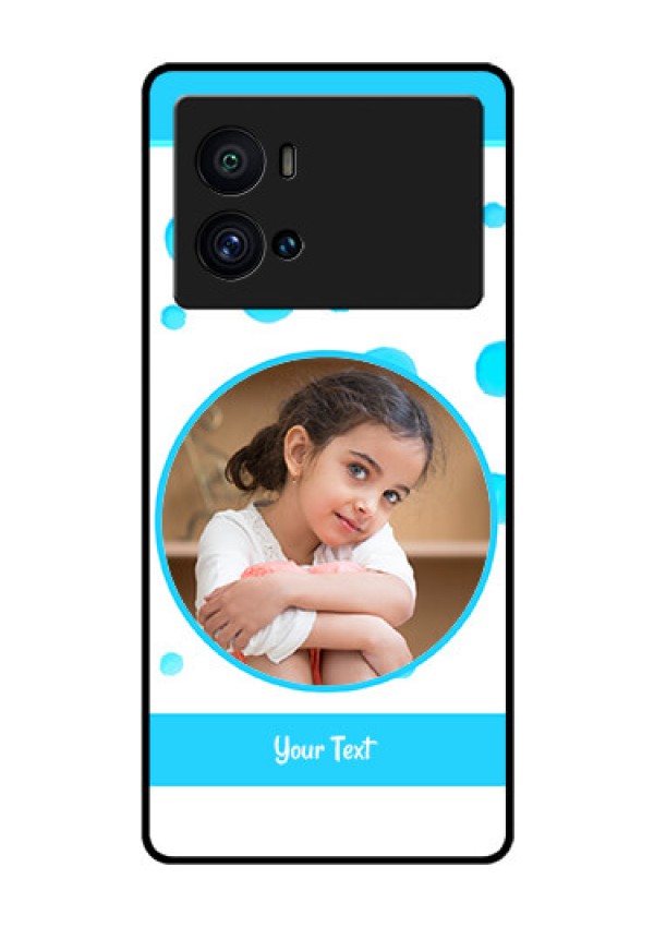 iQOO 9 Pro 5G Photo Printing on Glass Case - Blue Bubbles Pattern Design