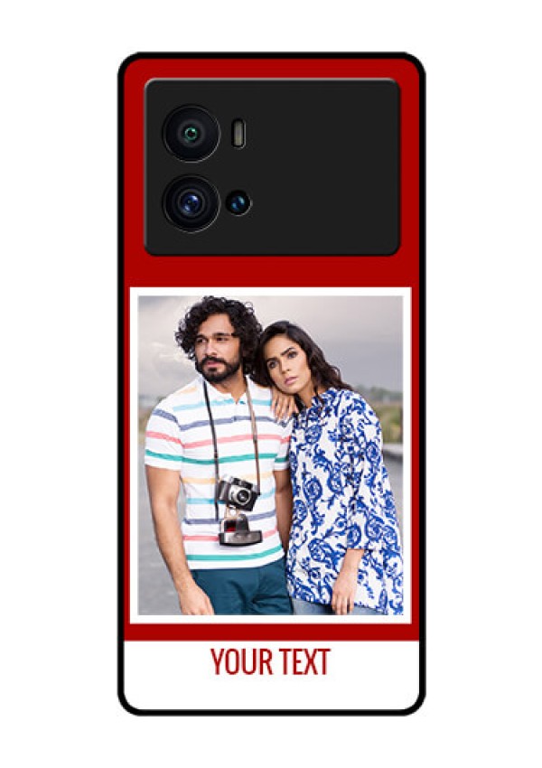 iQOO 9 Pro 5G Personalized Glass Phone Case - Simple Red Color Design