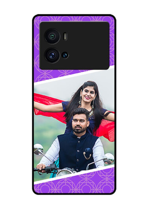 iQOO 9 Pro 5G Custom Glass Phone Case - Violet Pattern Design