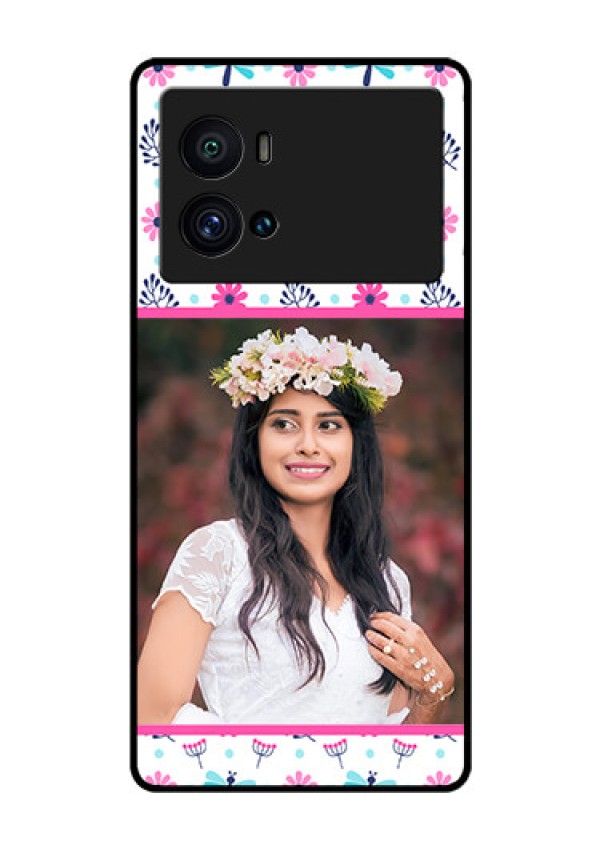 iQOO 9 Pro 5G Photo Printing on Glass Case - Colorful Flower Design