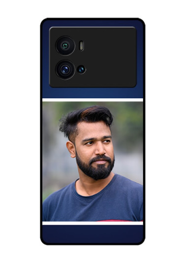 iQOO 9 Pro 5G Personalized Glass Phone Case - Simple Royal Blue Design