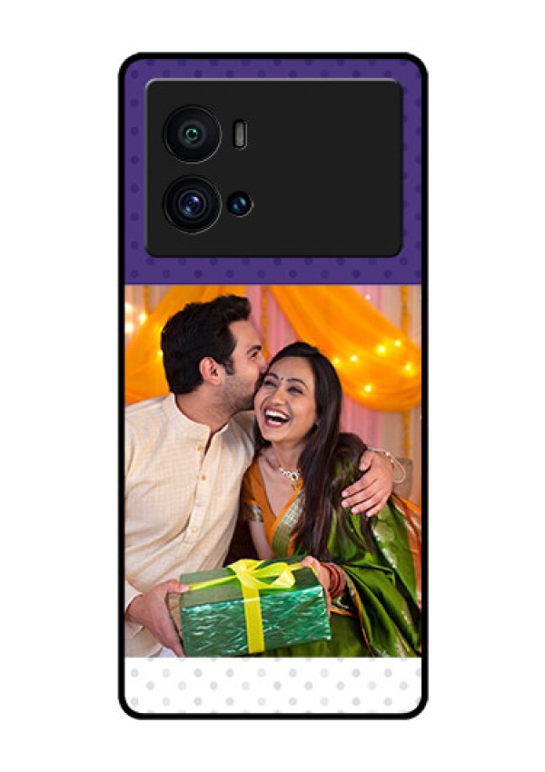 iQOO 9 Pro 5G Personalized Glass Phone Case - Violet Pattern Design