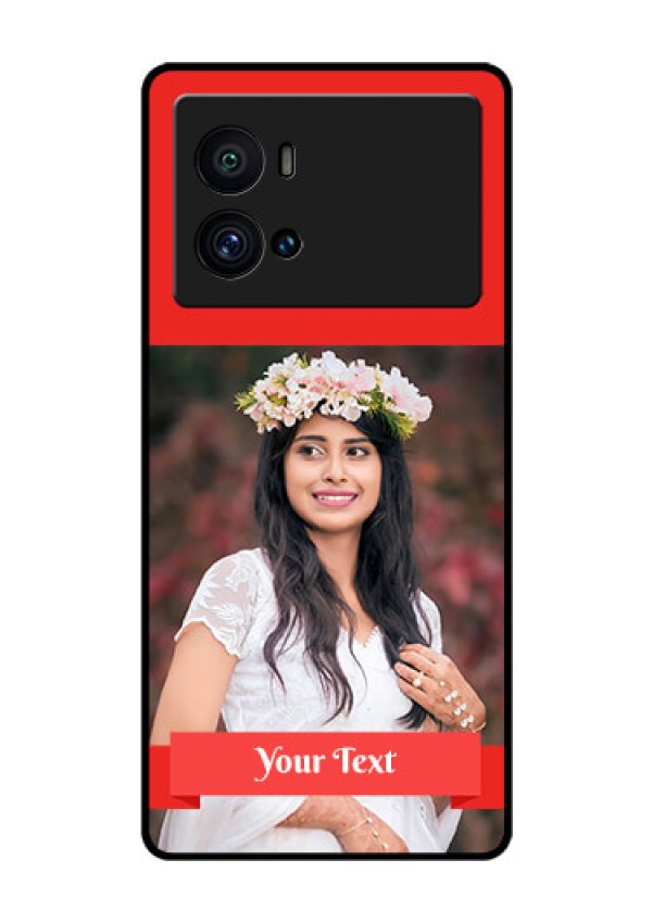 iQOO 9 Pro 5G Custom Glass Phone Case - Simple Red Color Design