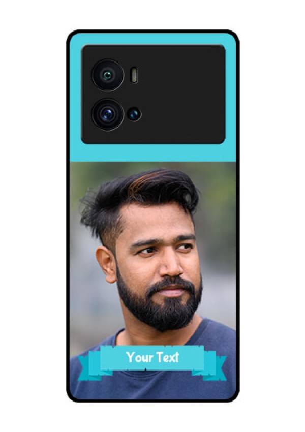 iQOO 9 Pro 5G Personalized Glass Phone Case - Simple Blue Color Design