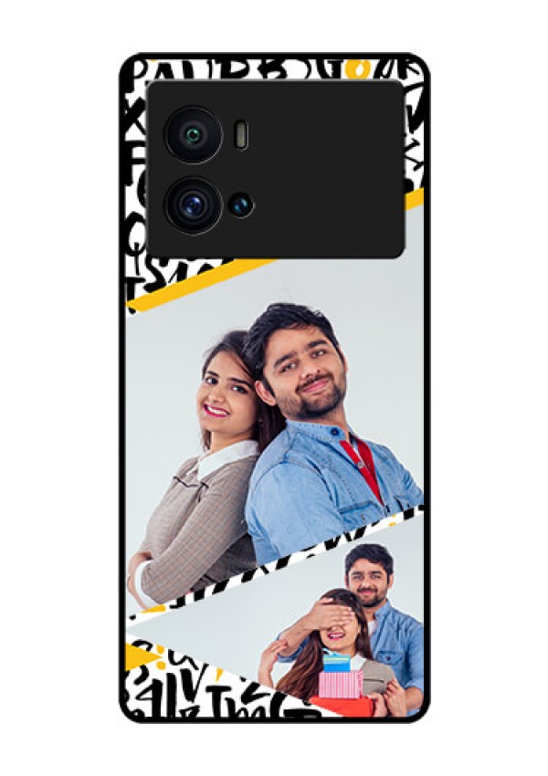 iQOO 9 Pro 5G Custom Glass Mobile Case - Letters Pattern Design