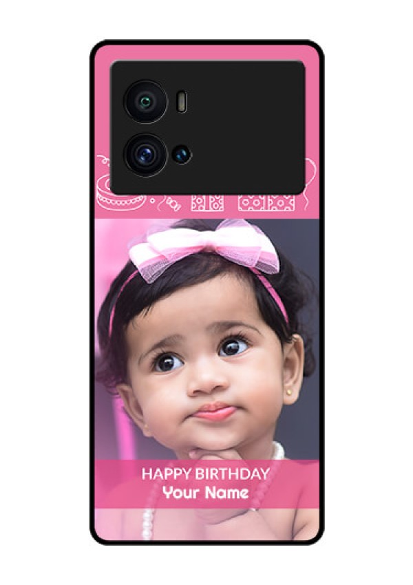 iQOO 9 Pro 5G Photo Printing on Glass Case - with Birthday Line Art Design