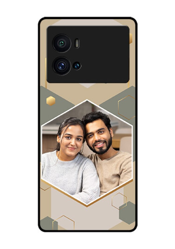 iQOO 9 Pro 5G Photo Printing on Glass Case - Stylish Hexagon Pattern Design